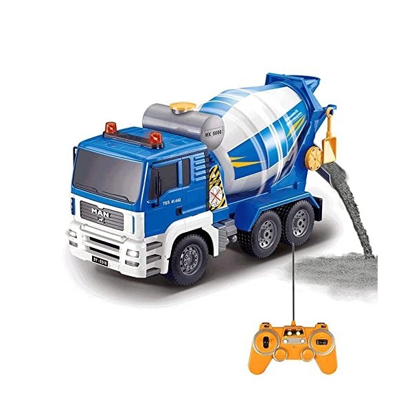 XYBHHXY Camion De Construction RC À Benne Basculante Électrique 1/20 avec Lumières Et Sons, Jouets De Camion De Bétonnière RC