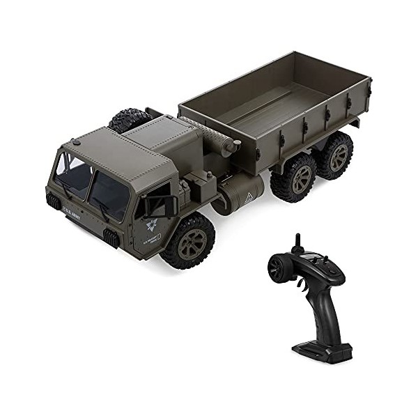 BUNCC RC Camion Militaire 1/12 Télécommande Buggy Voiture RTR 2.4G 6WD Voiture RC Électrique Hors Route Militaire Camion Craw