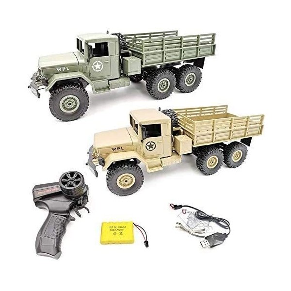 Jouets télécommandés, 1/16 Voiture RC 6WD Rock Crawler WW2 Véhicules de lArmée 6 Roues Télécommande Camion Militaire Jouets 