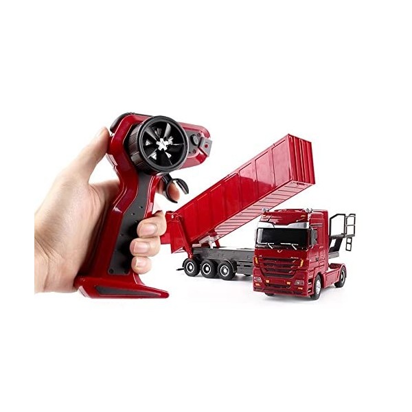 BUNCC 1:32 Rc Truck 2.4G RC Dumper Truck Rc Container Véhicule 10 Roues Chariot Basculant Radiocommande Astuce Camion Auto Li