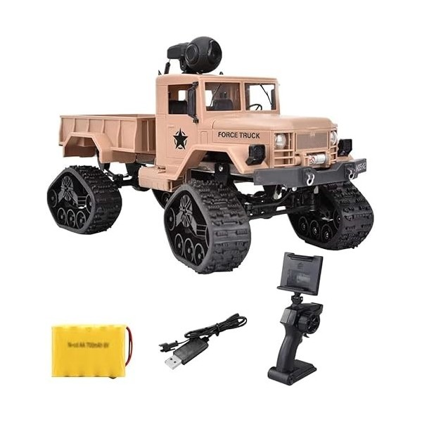 SUBECO Voiture télécommandée RC avec caméra HD FPV, Camion télécommandé Tout-Terrain sur chenilles à léchelle 1/16, camions 