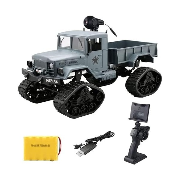 SUBECO Voiture télécommandée RC avec caméra HD FPV, Camion télécommandé Tout-Terrain sur chenilles à léchelle 1/16, camions 