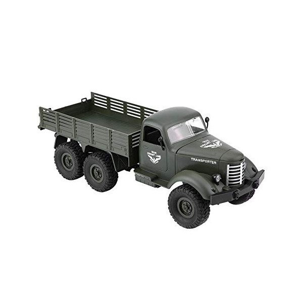 Dilwe RC Camion Militaire, 1/16 6WD Camion à télécommande modèle Jouet Cadeau pour Enfants Vert 