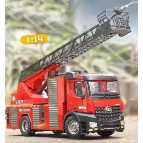 SOWOFA Grand modèle de camion de pompiers télécommandé 1:14 avec télécommande de pulvérisation deau et télécommande déchell