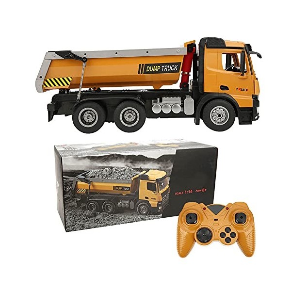 Vbestlife Voiture Dingénierie RC 1/14 2,4 GHz, Camion à Benne Basculante télécommandé | Cadeau de Jouet Dingénierie pour En