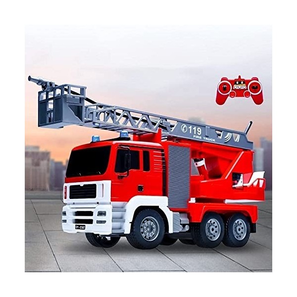 BTSOAR 2.4G Grandes voitures RC Camion de pompiers 10 canaux Télécommande Camion de pompiers Pompe à eau Rechargeable Échelle