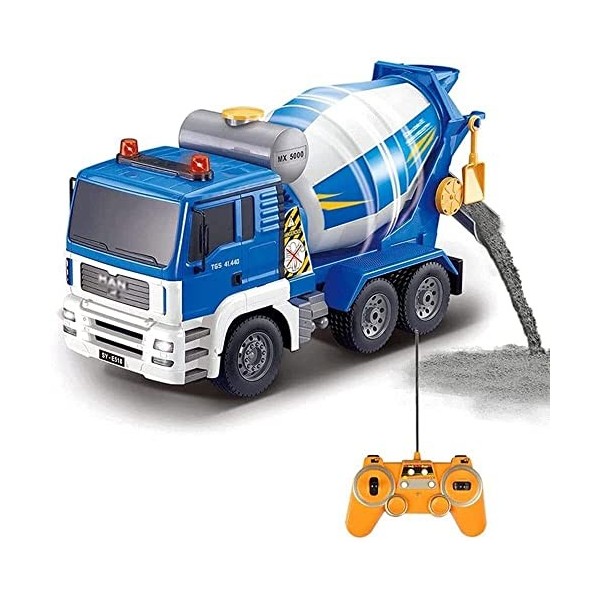 BTSOAR 1/20 RC Camion de Construction Télécommande Camion Bétonnière 6 Canaux 2.4G Voiture RC avec Son et Lumière Grand Camio