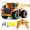 STSEEACE Télécommande Construction Camion à Benne Jouet 2.4G RC Camion 6 Canaux Bulldozer 4 Roues Conducteur Construction All