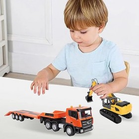 Jouets Dexcavatrice Télécommandés, échelle 1/24, Véhicules de Construction RC à 9 Canaux, Jouets de Pelle et Remorque RC ave