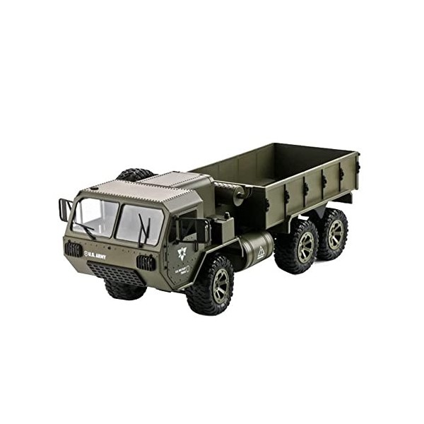 QIYHBVR Camion Militaire RC 6WD Rechargeable 2,4 GHz Voiture De Larmée Télécommandée avec Phare LED 1/12 RC Véhicule Armée C