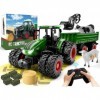 Remote Control Tractor Toy, Kids RC Tractor Set & Truck and Trailer Front Loader - Metal Car Head/8 Wheel/ Light, Toddlers Fa