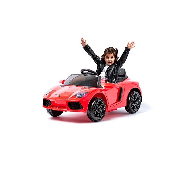 Lamborghini Style 12v Voiture électrique pour Enfants avec Batterie 12v et télécommande pour Parents - Rouge