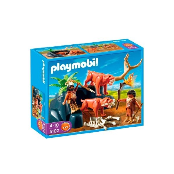 Playmobil - 5102 - Jeu de construction - Tigres à dents de sabre et chasseurs