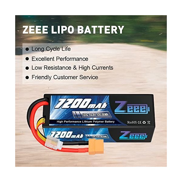 Zeee 4S Lipo Batterie 14,8 V 120 C 7200 mAh avec Prise XT90 RC Batterie étui Rigide pour RC Voiture Camion réservoir Buggy Tr