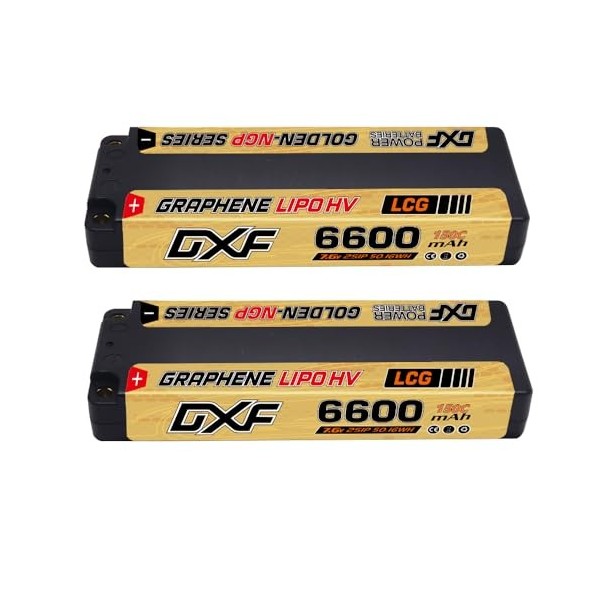 DXF 2S lipo Batterie 7.6V 150C 6600mAh, Connecteur 5.0mm sphérique à Deans XT60 pour RC Car RC Truck Flugzeug Helikopter Boot