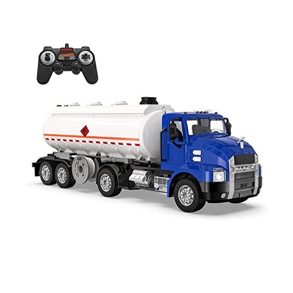 QIYHBVR RC Semi Camion Et Remorque 2.4Ghz Vitesse Rapide Électrique Oil Hauler Eau Pulvérisation avec Musique Son Télécommand