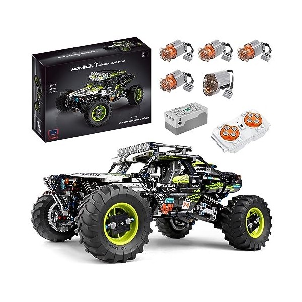 SDXFUWA 18002 Voiture descalade, Jouet de Bloc de Construction, Télécommande RC et APP Dual Control Série 4x4 Véhicule Tout-