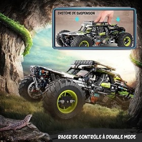SDXFUWA 18002 Voiture descalade, Jouet de Bloc de Construction, Télécommande RC et APP Dual Control Série 4x4 Véhicule Tout-