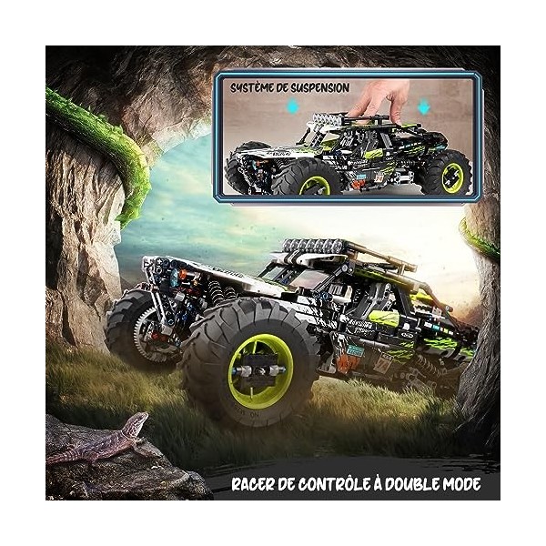 SDXFUWA 18002 Voiture descalade, Jouet de Bloc de Construction, Télécommande RC et APP Dual Control Série 4x4 Véhicule Tout-