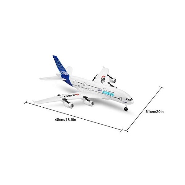 SZITW Planeur davion RC 19 pouces Avion RC 3CH A120-A380 Avion RC à voilure fixe RTF Planeur à voilure fixe Avion RC 2,4 GHz