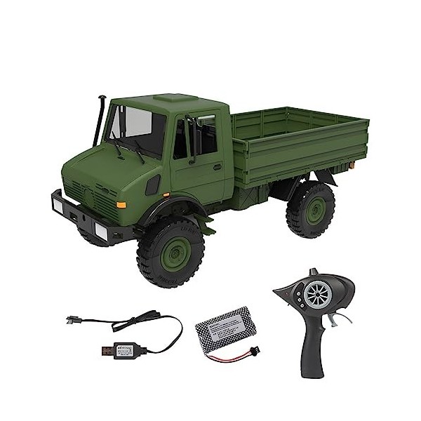 JoyMate Camion militaire radiocommandé 1/12 3 CH - Modèle de véhicule pour la fête des enfants - Pour garçon RTR/vert armée 