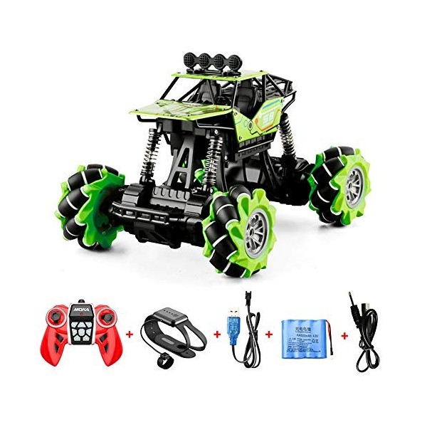 GLOYER 1/16 Alliage RC Stunt Car 4WD Mecanum Wheel 2.4GHz Off-Road RC Crawler Double Montre Induction Gesture Contrôle Drift 