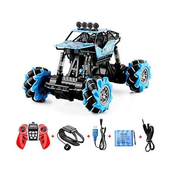 GLOYER 1/16 Alliage RC Stunt Car 4WD Mecanum Wheel 2.4GHz Off-Road RC Crawler Double Montre Induction Gesture Contrôle Drift 