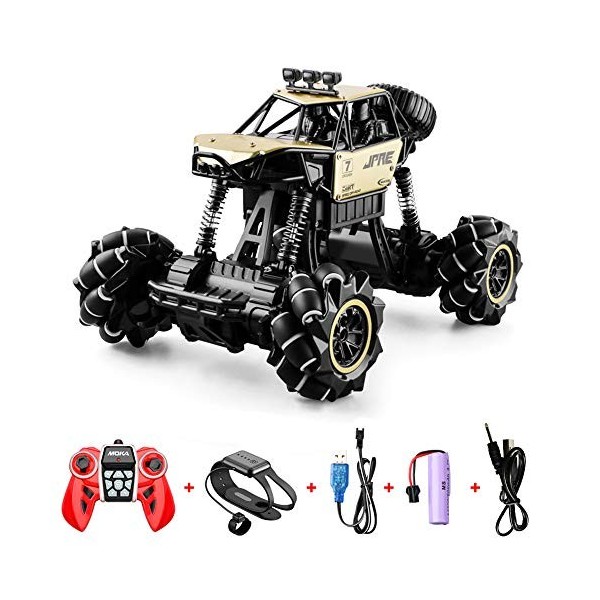 GLOYER 1/16 Alliage RC Stunt Car 4WD Mecanum Wheel 2.4GHz Off-Road RC Crawler Double Montre Induction Gesture Contrôle Drift 