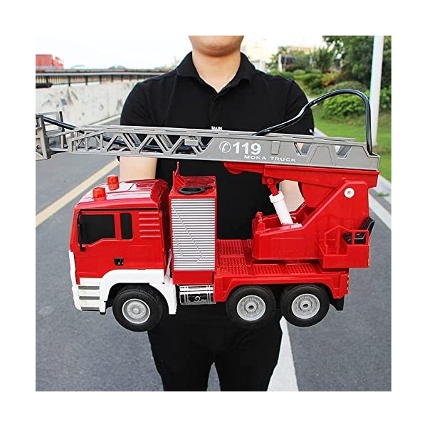 BTSOAR Camion de pompier télécommandé 2.4G Grande simulation Camion de  pompier électrique RC Échelle rotative à 660 ° Voiture