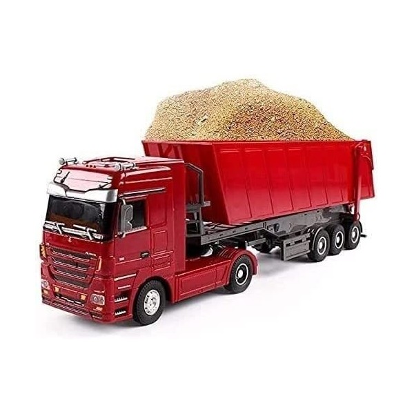 BTSOAR Semi-remorque à Plat RC Grand Camion Lourd Rc Ingénierie Transporteur Camion Garçons Jouet Tracteur Lumières détachabl