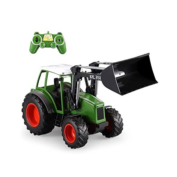 HEBXMF Jouet de bulldozer de construction télécommandé de camion RC, jouet de chargeur 1/16 Rc pour les enfants de 3 4 5 6 7 