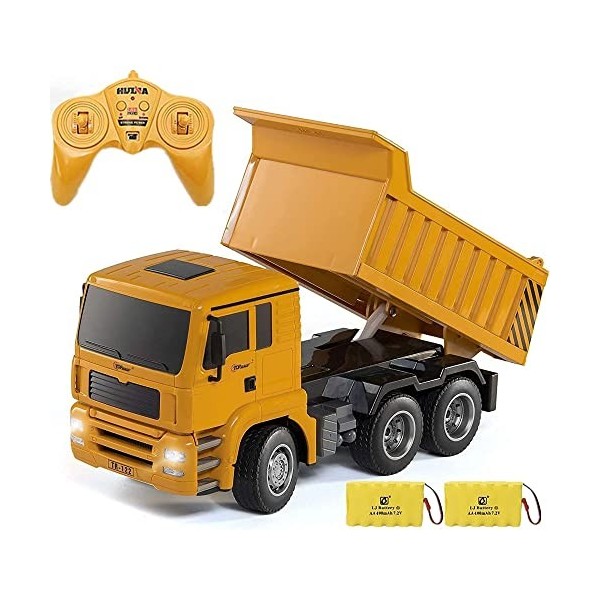 PRENDRE Camion à Benne RC, 2.4Ghz 4WD Télécommande Véhicule de Construction Camion 1:18 Échelle 6 Canaux Véhicules de Constru