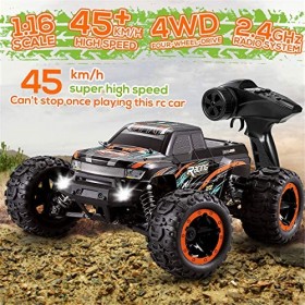 HWZZ 2.4 Ghz 45 Km/H 4 Roues Motrices Camion Télécommandé À Grande Vitesse, 1/16 Moteur sans Balais Course Professionnelle Es