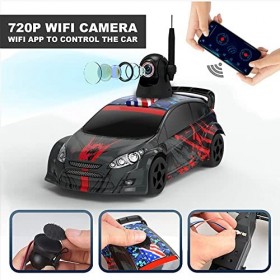 QAQQVQ Voiture RC, Voiture Télécommandée 1:24 avec Caméra WiFi, 2,4 GHz Haute Vitesse Tout-Terrain Camion Véhicule De Course 