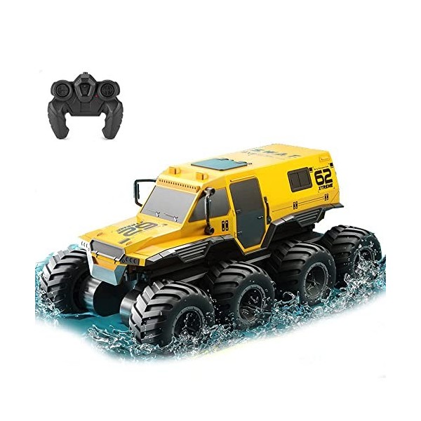 SUBECO Voiture télécommandée amphibie à léchelle 1:16, Jouet électrique Tout Terrain, Camion RC étanche Tout-Terrain, Camion