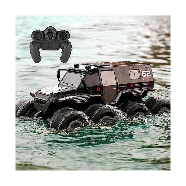 SUBECO Voiture télécommandée amphibie à léchelle 1:16, Jouet électrique Tout Terrain, Camion RC étanche Tout-Terrain, Camion