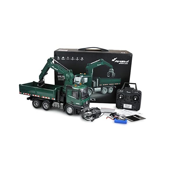 Amewi Mercedes-Benz Arocs 22568 Chariot de Grue avec Benne à Benne RTR avec Batterie et télécommande Vert