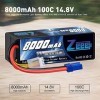 Zeee 4S Lipo Batterie 14,8V 100C 8000mAh avec Prise EC5 Coque Rigide Batterie RC pour Voiture Camion réservoir RC Buggy Trugg