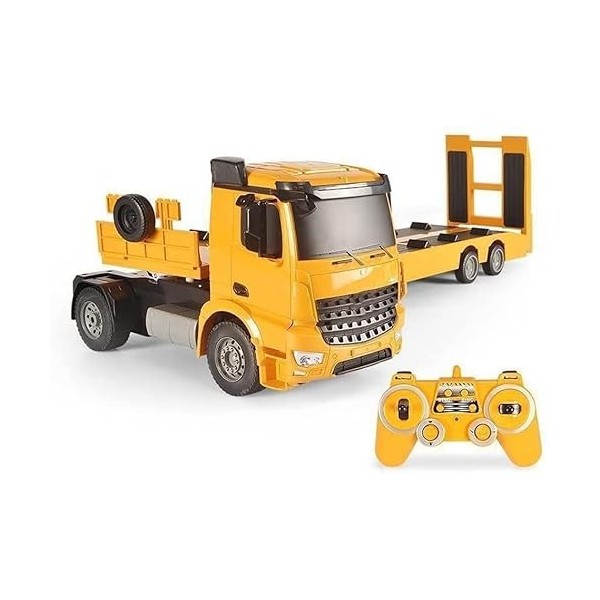 AUNEVN Camion Rc Ingénierie Véhicule Garçons Jouet Télécommande Remorque À Plateau Semi-Remorque 2.4Ghz Électrique Sans Fil R