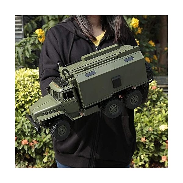 QIYHBVR Camion Militaire RC, Véhicule De Commandement Militaire De Simulation 6WD Voitures De Larmée Télécommandées Tout-Ter