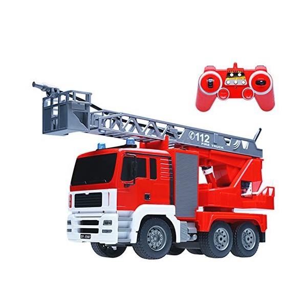 Latotoa RC Camion de Pompiers 1:20 RC 2.4G Grande télécommande électrique Camion de Pompiers Spray feu Jouet Voiture arroseur