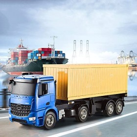 YUMOYA 1/20 Camion télécommandé Camion de Transport de conteneurs 6 canaux 2.4Ghz RC Camion à Benne basculante ingénierie véh