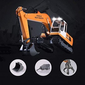 Jouet professionnel de camion à benne basculante RC, excavatrice RC, camion télécommandé 3 en 1, pelle en métal de tracteur d