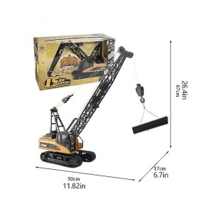 SZITW Grue RC 26,4 pouces, véhicule dingénierie 2,4 G télécommandé en alliage grue camion véhicules de construction jouet ra