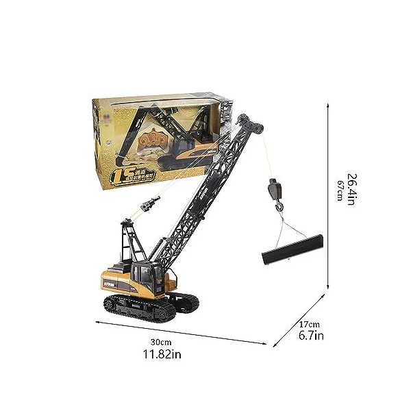 SZITW Grue RC 26,4 pouces, véhicule dingénierie 2,4 G télécommandé en alliage grue camion véhicules de construction jouet ra