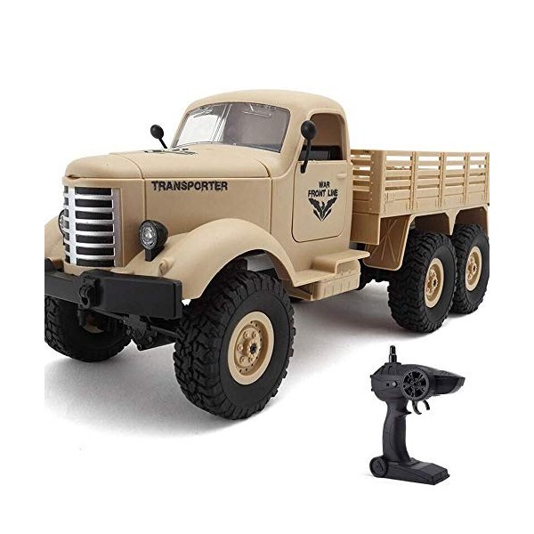 1/16 2.4G 6WD RC Camion Télécommandé Hors Route Chargeable Radio Télécommande Voiture sur Chenilles Camion Militaire Transpor