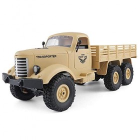 1/16 2.4G 6WD RC Camion Télécommandé Hors Route Chargeable Radio Télécommande Voiture sur Chenilles Camion Militaire Transpor