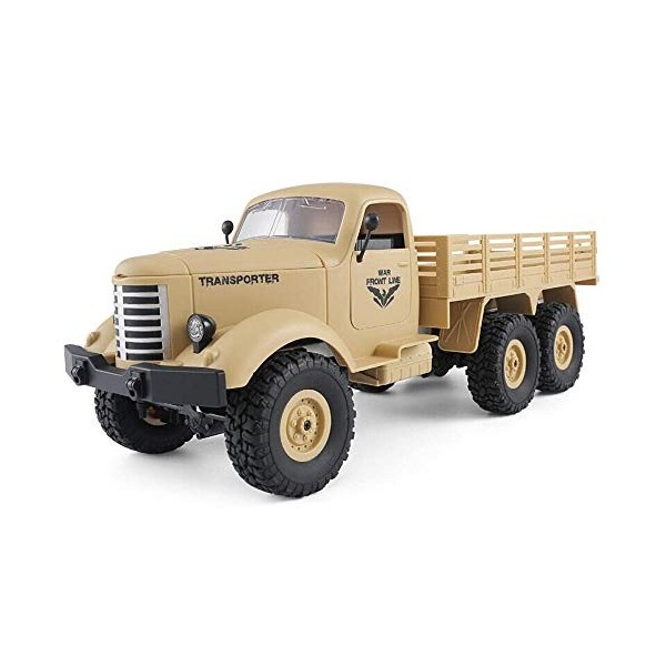 1/16 2.4G 6WD RC Camion Télécommandé Hors Route Chargeable Radio Télécommande Voiture sur Chenilles Camion Militaire Transpor