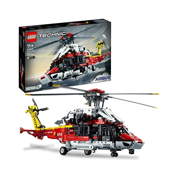 LEGO 42145 Technic L’Hélicoptère de Secours Airbus H175, Jeu de Construction Éducatif, Rotor Tournant et Fonctions Motorisées