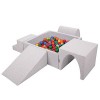 KiddyMoon Aire De Jeux en Mousse avec Carré Piscine À Balles 200 Balles pour Enfants, Gris Clair: Blanc/Gris/Menthe